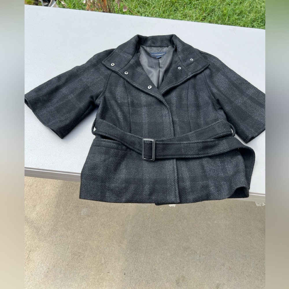 BANANA REPUBLIC black/gray Pea Coat jacket with front pockets small